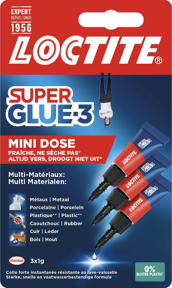 Loctite Mini Dose 3x1 g Secondelijm - Multifunctionele Superlijm voor snelle reparaties