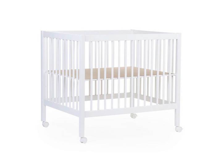 Childhome Laufgitter Playpen 97 2023, Weiß, Holz, Buche, teilmassiv, 78x82x98 cm, EN 71, Made in Europe, höhenverstellbar, Babymöbel, Laufstall Baby