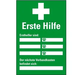 Schild I Aushang Erste Hilfe, Kunststoff, 200x300mm