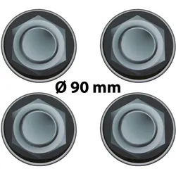 4 x Ø 90 mm Polymere Aufkleber / Radmutter-Optik / Nabenkappen, Felgendeckel