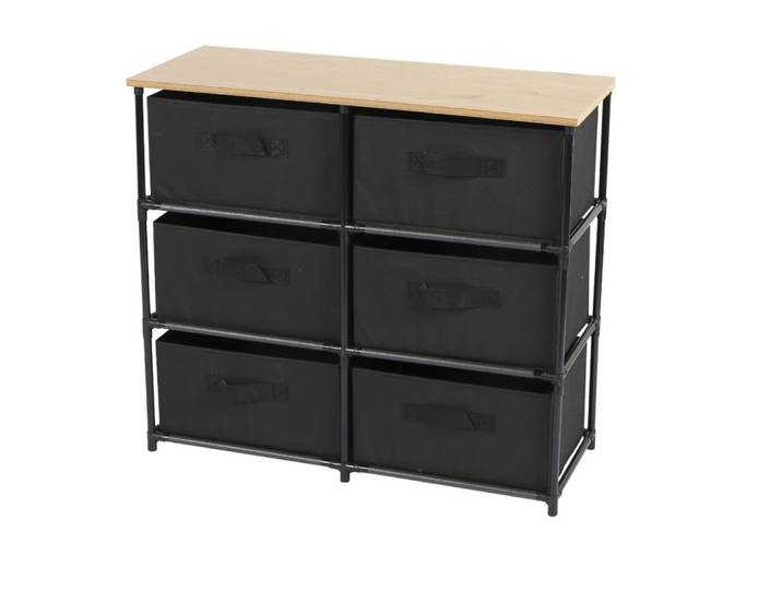 Commode en métal avec 6 tiroirs intissés