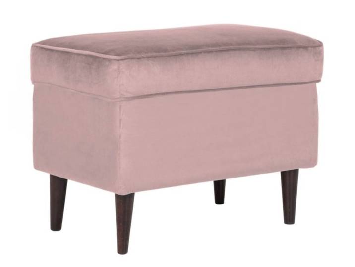Pouf design velours de polyester rose et wengé