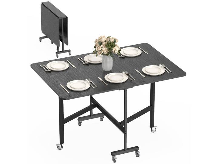 HOMCOM Esstisch Klappbar Küchentisch für 4-6 Personen mit 6 Rollen und Bremsen