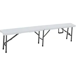 DELUKE Gartenbank COMMON - 180cm Breit, Kunststoff, Weiß | Klappbank Wetterfest Sitzbank Terrassenbank Outdoor Bank