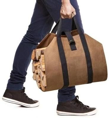 Multicon Wholesale Hub Heavy Duty Waxed Canvas Firewood Log Carrier Tote For Fireplace Heavy Duty Waxed Canvas Firewood Log Carrier Tote For Fireplace