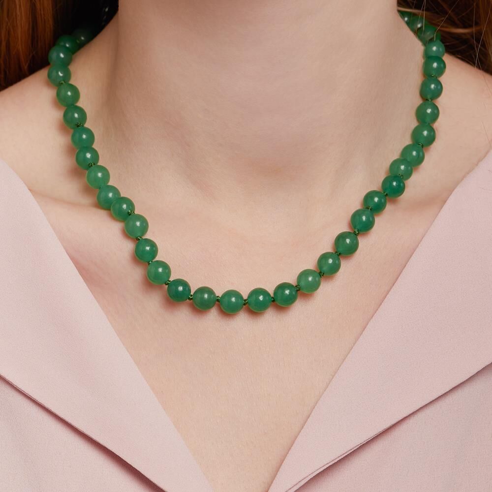 Unique Perlenkette hellgrün facettierte Jadesteine