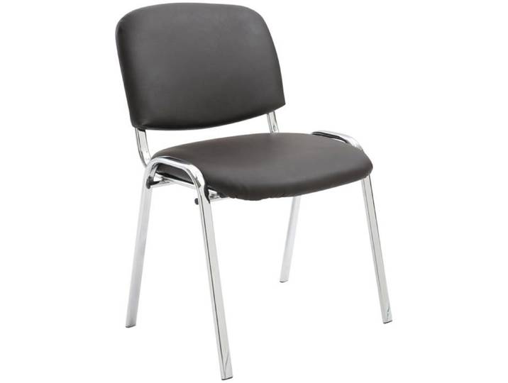 Chaise visiteur empilable zone d attente en PVC marron pietement a 4 pieds en metal chrome 10_0003360