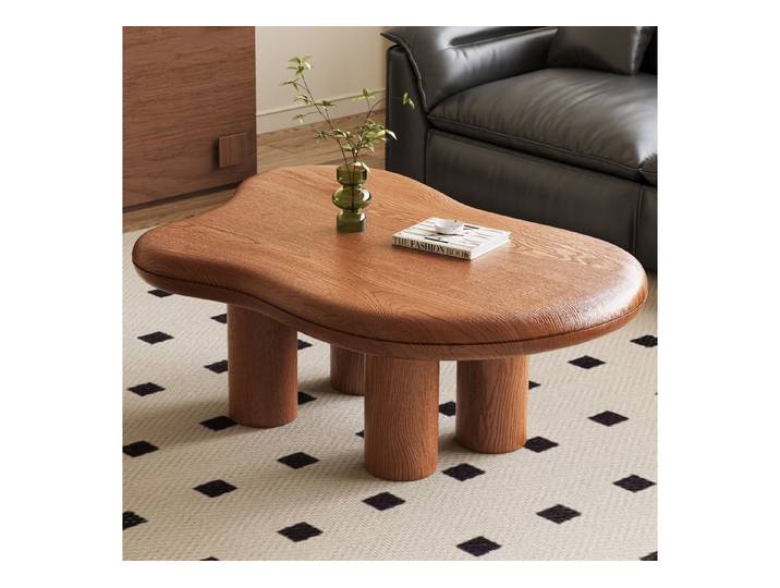 Guyii Couchtisch mit organischer Form, Wohnzimmertisch 90 x 60 x 39,1cm (1-St), Designer Sofatisch mit runden Beinen & abgerundeten Kanten