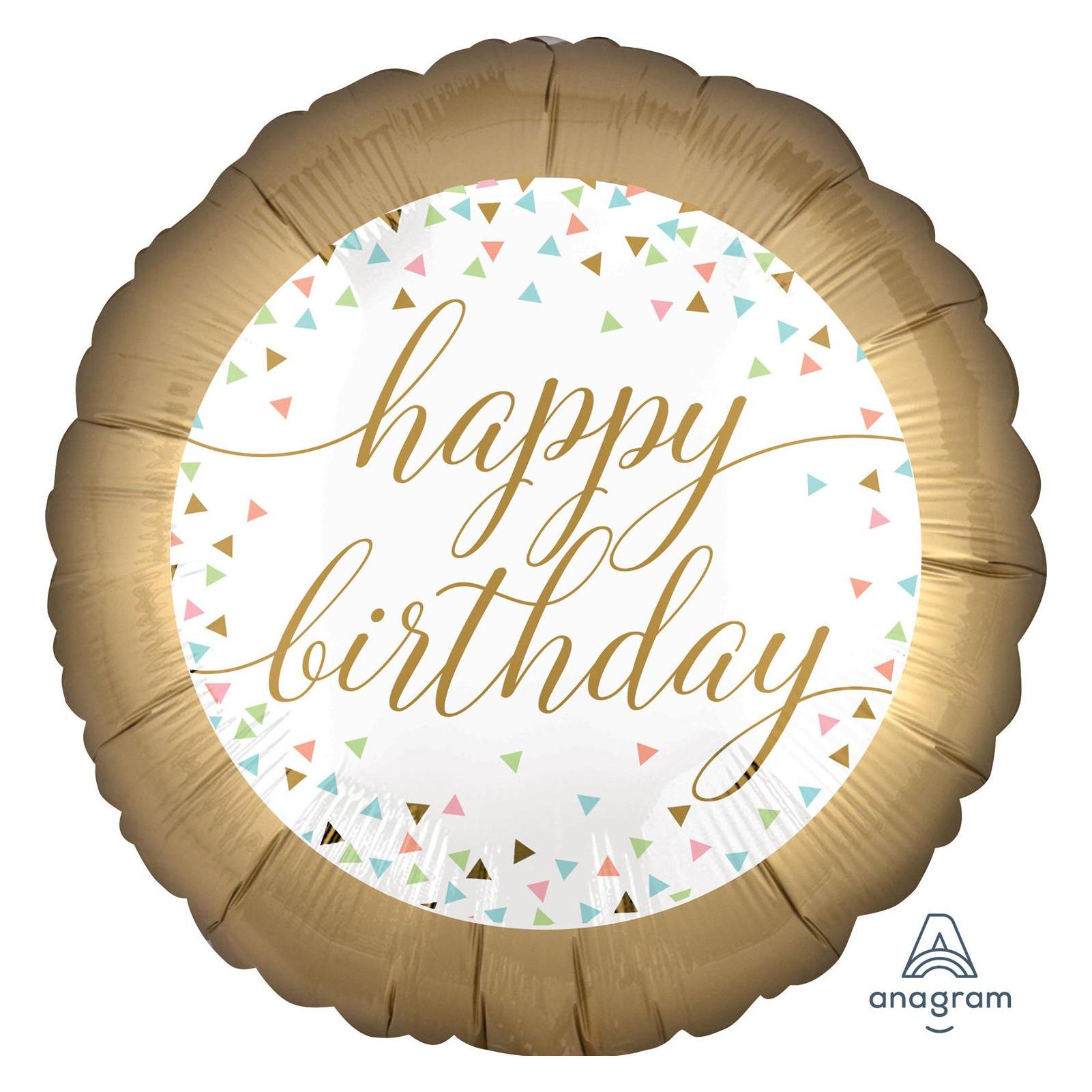Magni 3717701 - Standard Folienballon Happy Birthday, Durchmesser circa 43 cm, Heliumballon, Geburt (5x) (3717701)