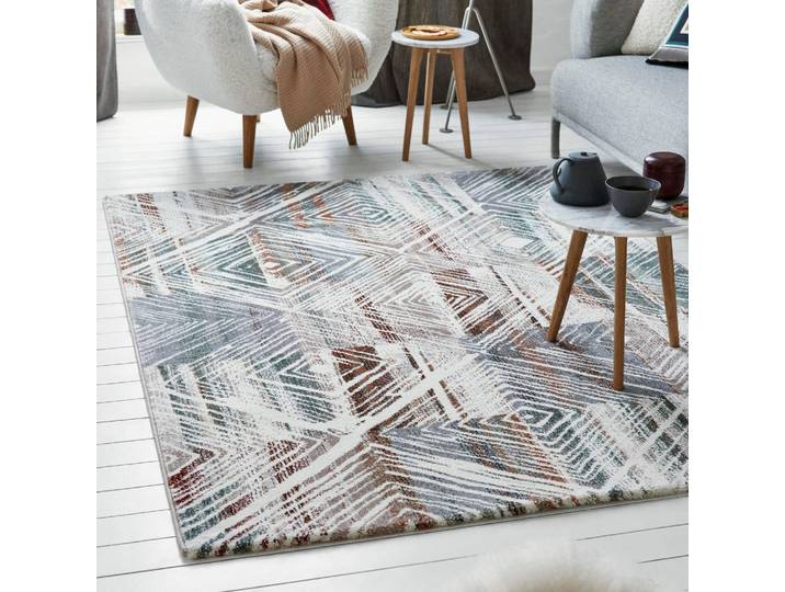 Teppich ESPRIT Cuba , ESP-40104 , braun (braun, grün), B:133cm H:13mm L:200cm, Polypropylen (PP), Teppiche, Teppich, dichter Kurzflor, geometrisch, Wohnzimmer