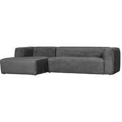 Ecksofa Bean aus Struktursamt, modernes Design mit Recamiere links, dunkelgrau Cloud Sky
