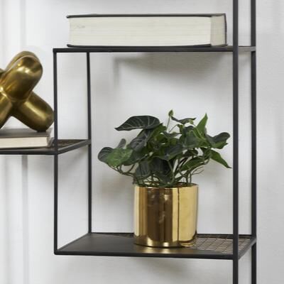 Arcilla Elemental - Green Faux Foliage Pothos Indoor Outdoor Artificial Plant with Realistic Leaves and Gold Porcelain Pot
