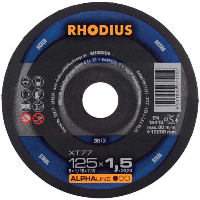RHODIUS Disque de découpe XT77 125 x 1,5 mm droit (208701)