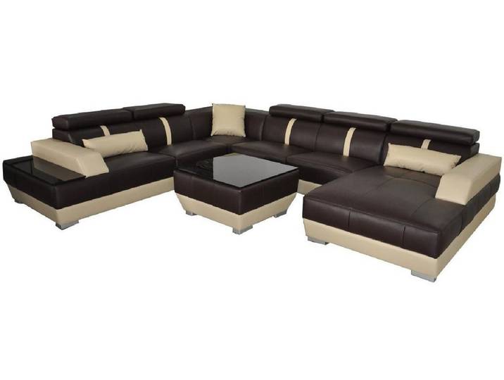 Xlmoebel Wohnlandschaft Elegante Ledercouch in U-Form mit Chaiselongue, Wohnlandschaft, Hergestellt in Europa