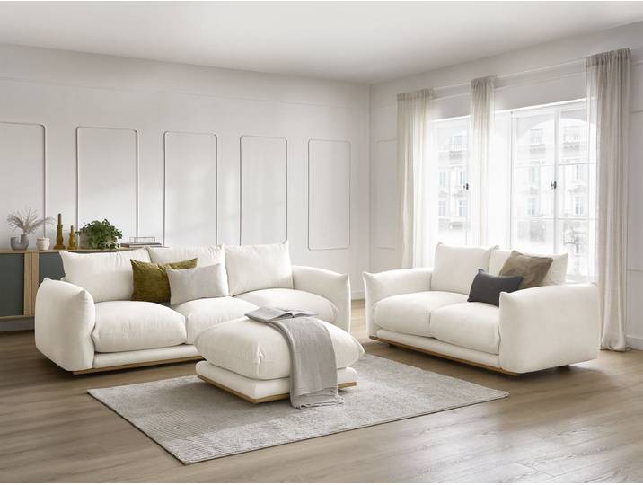 Ensemble canapé droit fixe 3+2 places ERNEST avec pouf
