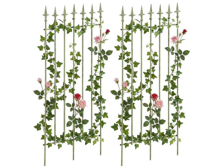 CLP Rankgitter 2er Set Metall Antik-Grün, Grün, Grün, 50x100x0.7 cm, Dekoration, Gartendeko, Rankgitter