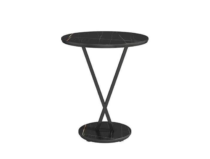 9bbhfJw4R Couchtisch im Landhausstil Luxuriöser runder Beistelltisch aus Marmor, kompakter moderner Couchtisch, Balkon-Akzenttisch, Nachttisch(Schwarz)