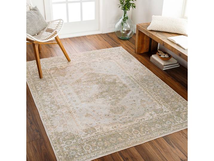 Teppich LIVABLISS OIDA , beige (grün), B:160cm H:5,1mm L:213cm, Polyester, Teppiche, Teppich