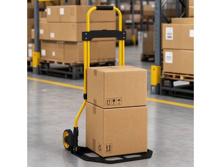 HOMCOM Chariot Porte-Paquets Acier Jaune 60kg Poignée Télescopique