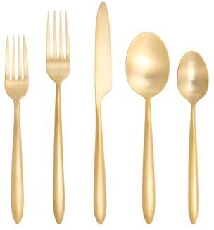 Fortessa Velo 18/10 Stainless Steel, 5 Piece Flatware Set (Service for 1), Black/Brushed Silver