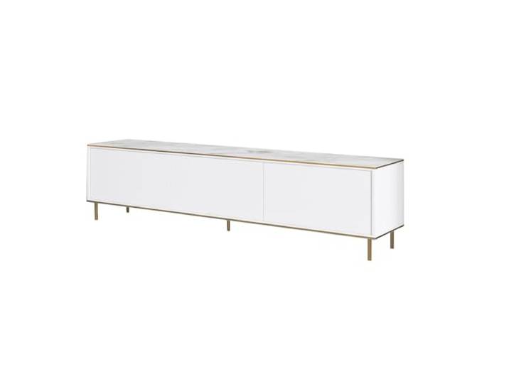 Hanah Home Moderner TV-Ständer mit Wandmontageoption, Weißer Marmor & Gold, 180 cm 100% melaminbeschichtet, 18 mm dick, stilvolle Regale für glamouröse Wohnzimmer