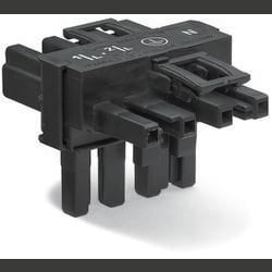 WAGO 770-627 Netz-T-Verteiler Netz-Stecker - Netz-Buchse, Netz-Buchse Gesamtpolzahl: 4 Schwarz 50 St.