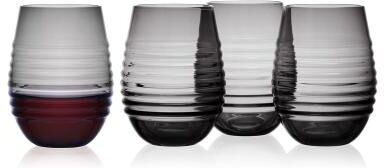 Lifetime Brands, Inc Mikasa Set of 4 Ciara Stemless Wine Glasses, 18 Oz, Smoke