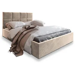 POLSTERBETT LIMENA 140x200 cm mit Bettkästen - Beige