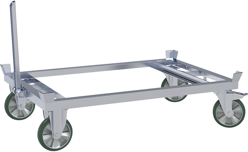 kaiserkraft Paletten-Fahrgestell, LxB 1200 x 800 mm, Tragfähigkeit 2000 kg, PU-Elastik-Räder