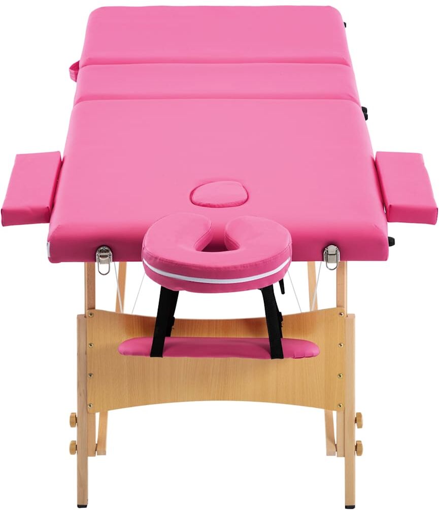 vidaXL Table de massage pliable 3 zones Bois Rose