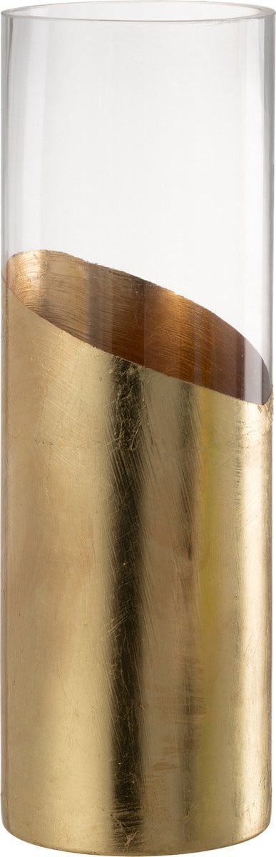 J-Line windlicht Moa glas transparant/goud large