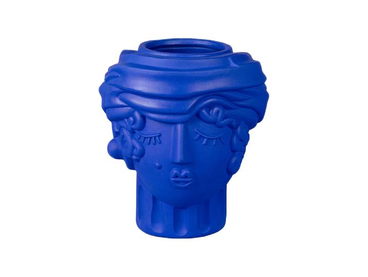 In- & Outdoor Design Blumentopf „Magna Graecia Woman Blue“ Blau Seletti