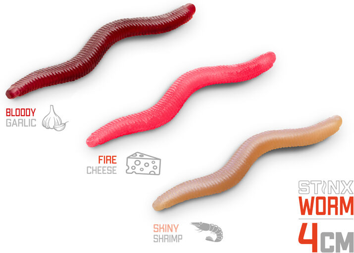 Leurre souple Delphin B! StinxWORM Garlic / par 50 4cm / BLOODY Pink, Brown, Gold, Gray 4cm / BLOODY