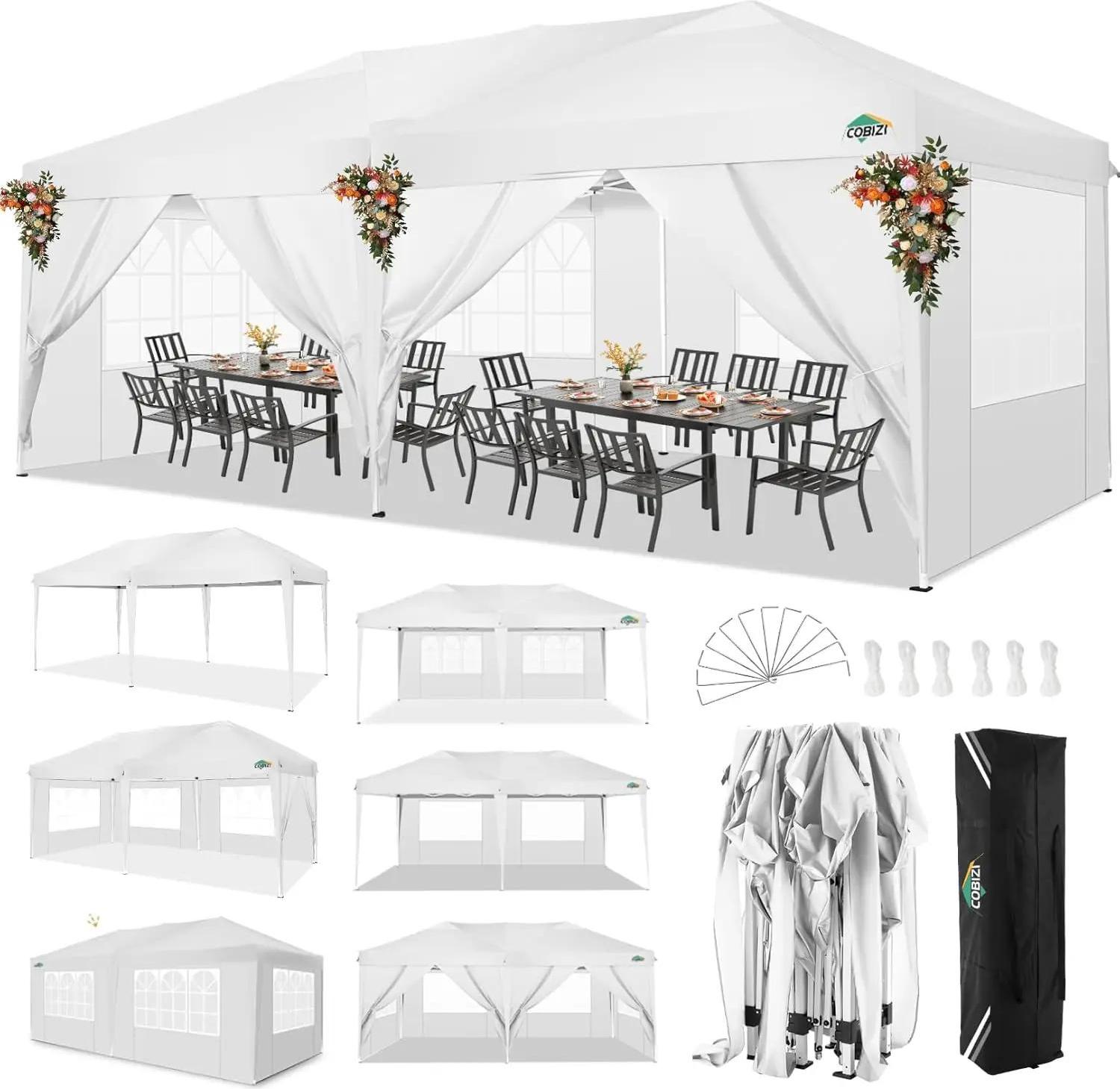 Partyzelt, wasserdicht, höhenverstellbar, Weiß, 3x6m