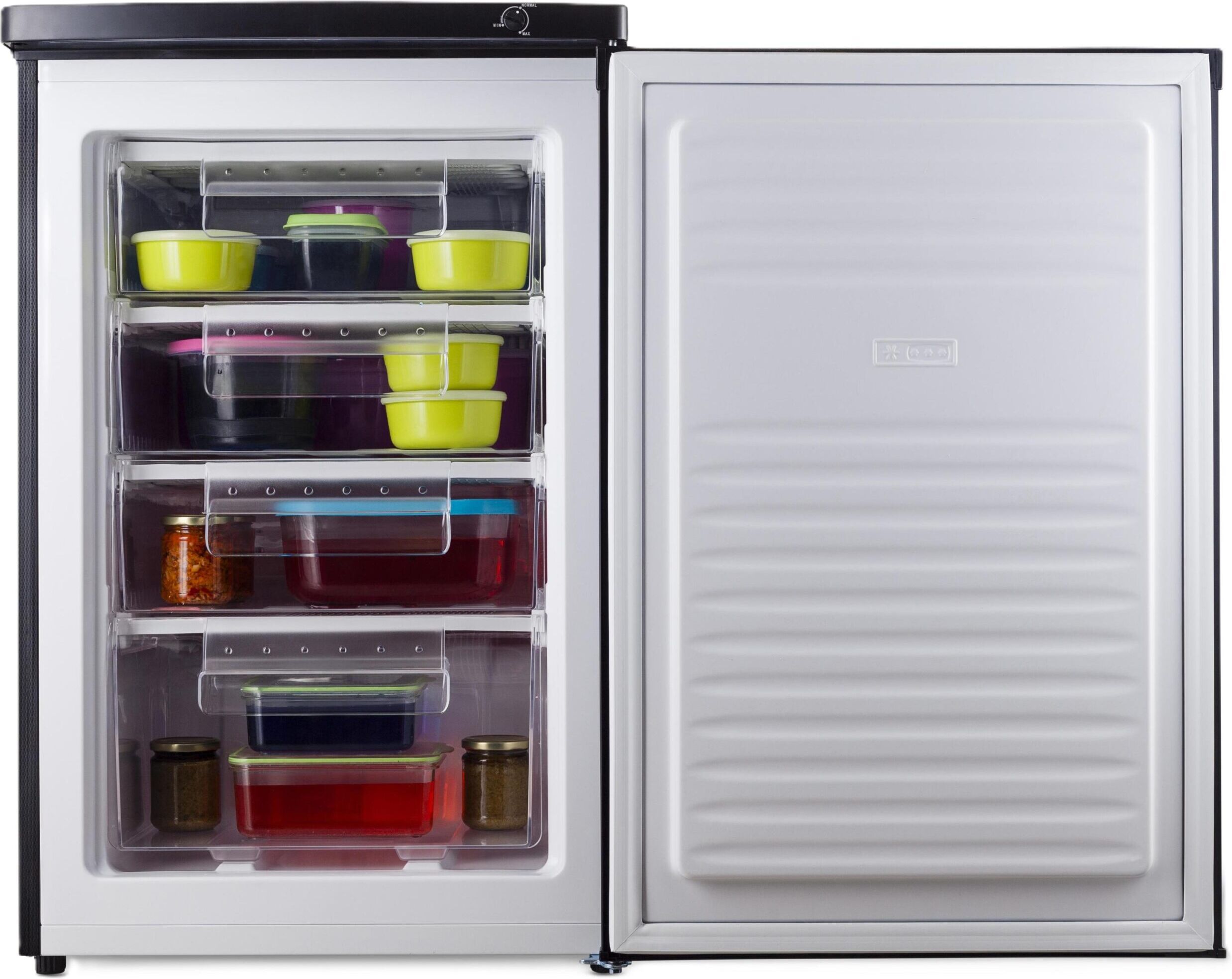 PremierTech® Premiertech Congelatore Freezer Nero, da 91 litri, sottotavolo sottopiano, Classe E, libera installazione,termostato regolabile, 55x58x85cm,Freezer verticale, PT91FRB