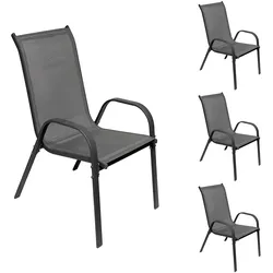 Mojawo Stapelstuhl Metall - Textilen Farbe Anthrazit - Anthrazit