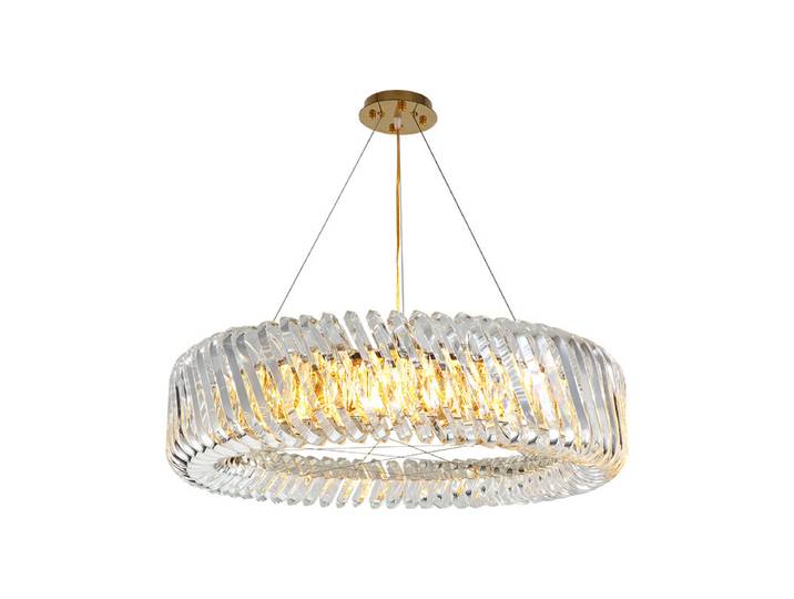 Lustre LED Rond Doré Dimmable, Nouvelle Tendance 2026, pour Salon