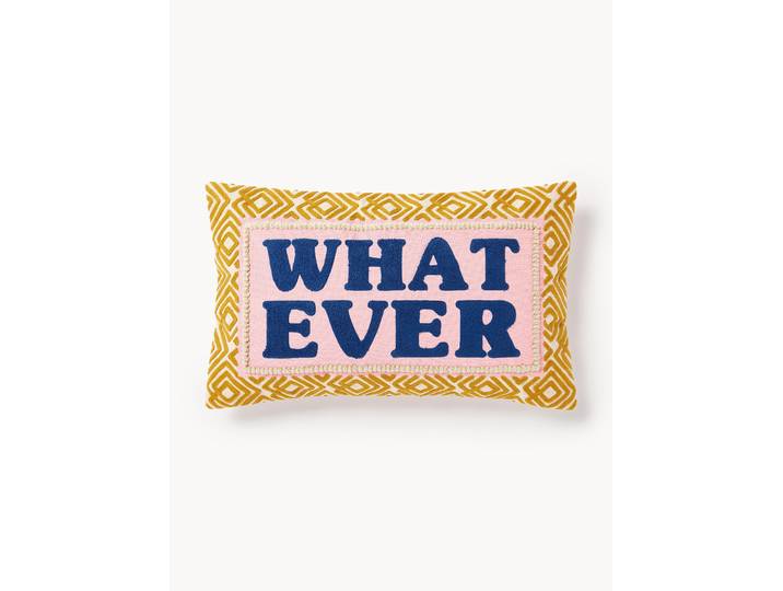 Housse de coussin avec slogan brodé Whatever