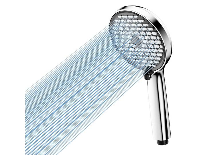Hochdruck-Duschkopf mit 6 Sprühmodi, für niedrigen Wasserdruck, Chrom/Schwarz