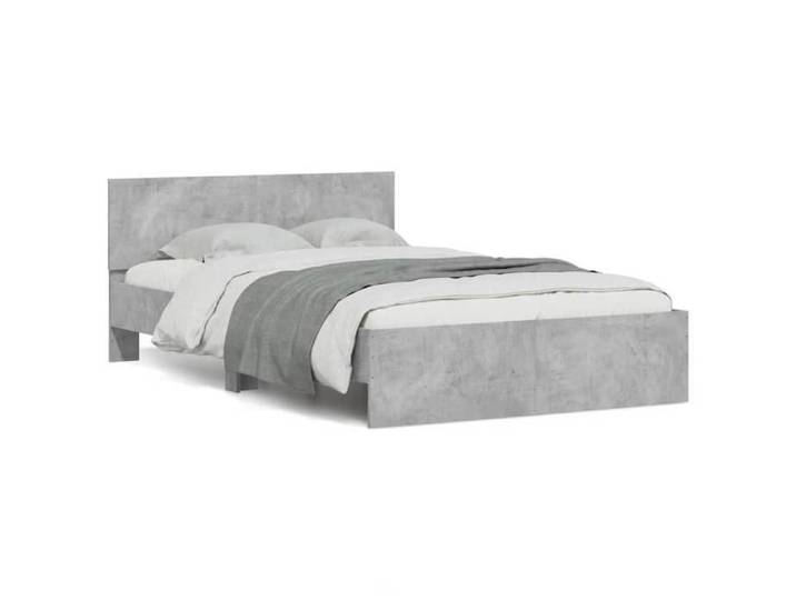 BONNEVIE - 2parcel - Cadre de lit - lit Moderne 2 places - Lit chambre - avec tête de lit - et LED gris béton 120x190 cm - meuble d