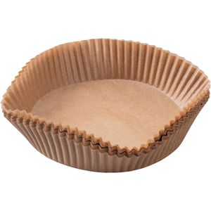 Fackelmann Backpapier für Heißluftfritteusen, Ø 16 cm, braun, Antihaft-Beschichtung, 50 Stück