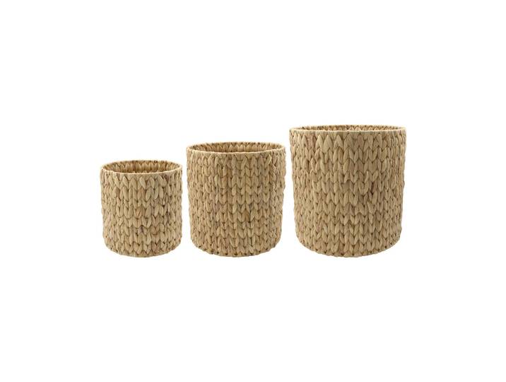 Lot de 3 paniers en jacinthe d'eau naturelle Roun