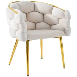 Merax Luxus-Samtstühle 1 Stuhl (Wohnzimmer Stühle, Esszimmerstühle, Make-up Stühle, moderne Mode Stil Stühle), Beine aus vergoldetem Eisen, beige