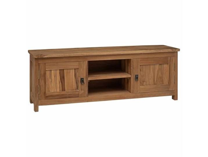 hliofuir TV-Schrank 110x30x40 cm Massivholz Teak Lowboard Natur Rustikales Lowboard fürs Wohnzimmer mit 2 Türen und Metallgriffen für ordentlichen Stauraum.