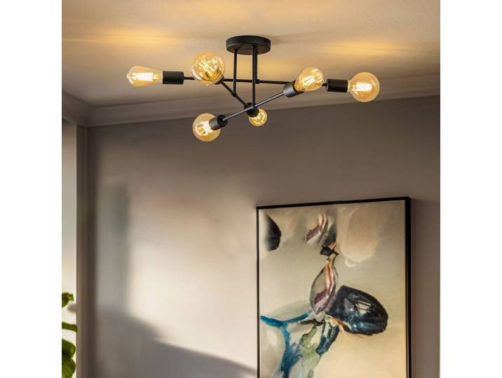 Deckenleuchte Cambridge HELAM, dimmbar, schwarz, für Wohn- / Esszimmer, Metall, Modern
