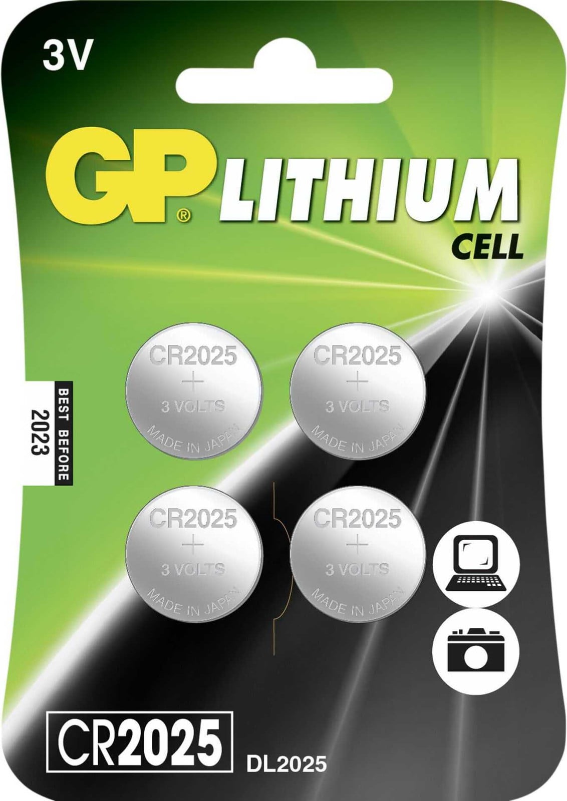 GP Batteries CR2025 Lithium 3V Knopcelbatterijen, 4 stuks