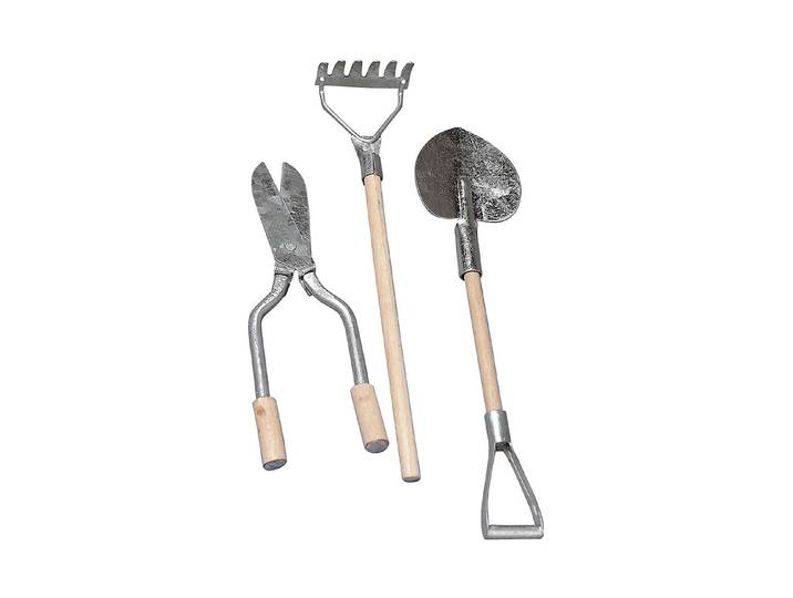 Rayher Miniatur-Gartenwerkzeug Metall und Holz 9-13 cm 3 Stück