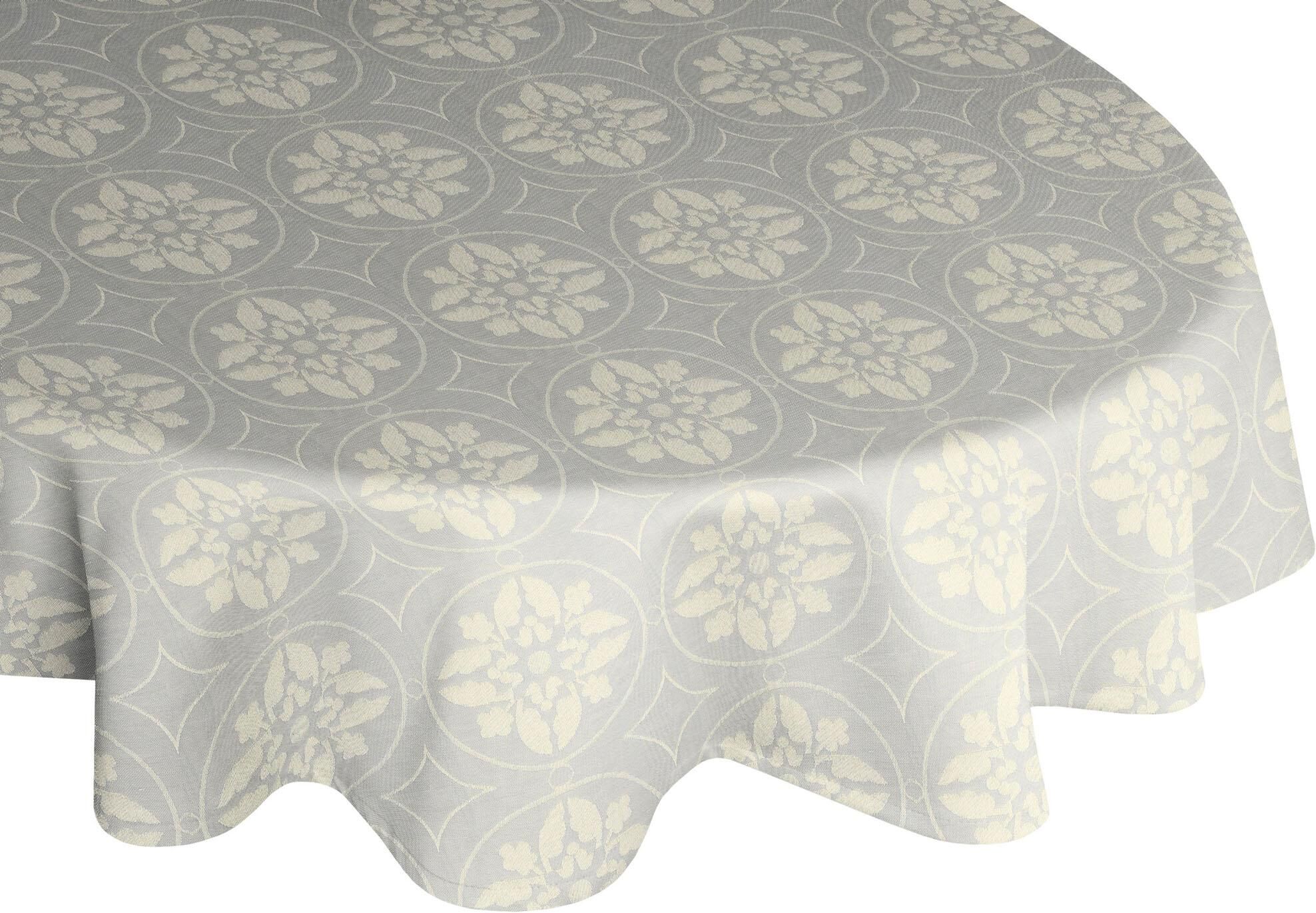 Tischdecke ADAM "Romantic Puligny Light" Gr. 7, grau (hellgrau), B:145cm L:220cm, Bio-Baumwolle, Tischdecken, Tischdecke, aus 100% Bio-Baumwolle