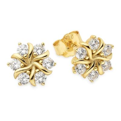Paar Ohrstecker FIRETTI "Schmuck Geschenk Ohrstecker Blüten-Optik", gold (gelbgoldfarben, kristallweiß, kristallweiß), Ohrringe, Damen, 8,2mm, Silber 925 (Sterlingsilber), mit Zirkonia (synth.)