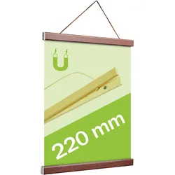 Posterleisten aus Holz, mit Aufhängeschnur und Magnetbefestigung dunkelbraun | 220 mm, Kiefernholz